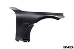 Alpha N G87 M2 carbon front fender set V2 with blades for BMW M2, shown on white background.