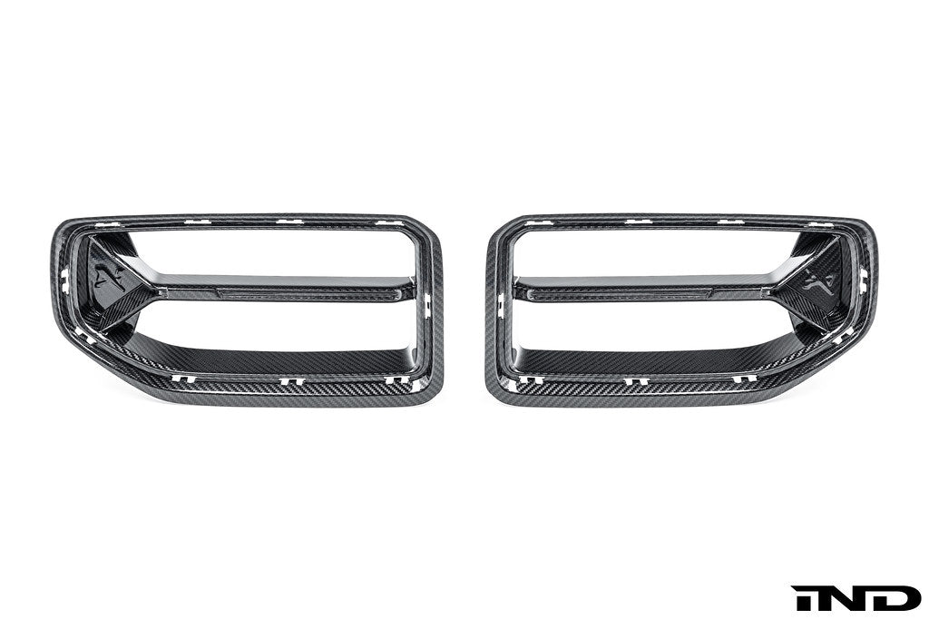 Alpha N G87 M2 Carbon front grille V2 on white background, exterior car accessory for BMW M2 with sleek carbon finish