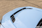 Alpha N G87 M2 carbon hood front vent insert installed on vehicle exterior, showcasing sleek, lightweight design and high-quality craftsmanship.