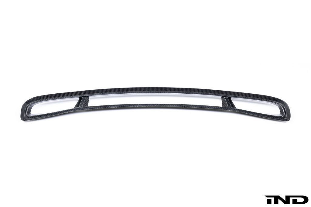 Alpha N G87 M2 carbon hood front vent insert installed on vehicle, showcasing sleek white finish and detailed design.