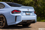 Alpha-N G87 M2 carbon rear diffuser installed on a BMW M2 G87 exterior component showing sleek black carbon fiber finish