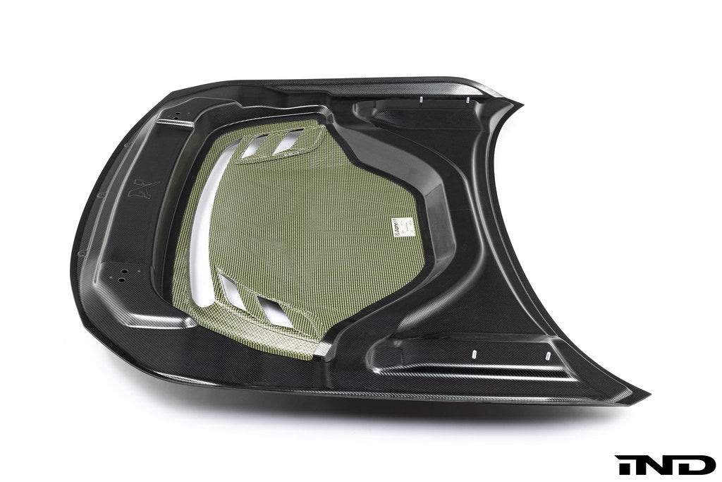 Alpha N G87 M2 Carbon Vented Hood Clubsport for BMW G87, showing the lightweight carbon exterior with vents on a white background.