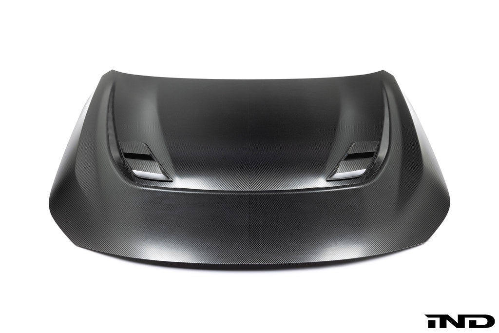 Alpha-N G87 M2 Carbon Vented Hood for Clubsport BMW, lightweight and vented exterior car part with a sleek carbon finish.