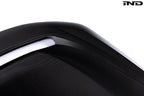 Alpha N G87 M2 carbon vented hood installed on a car, showcasing lightweight, aerodynamic exterior design against a white background.