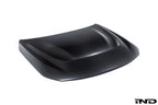 Alpha N G87 M2 carbon vented hood installed on a vehicle, showcasing lightweight design and ventilation features.