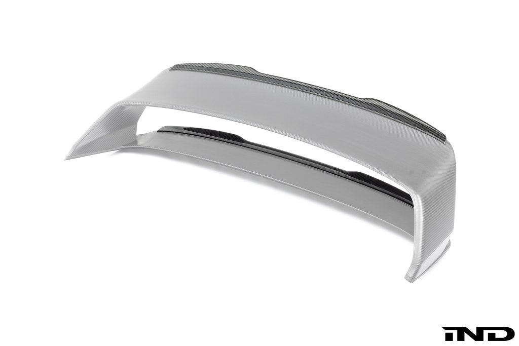 Alpha N G87 M2 Class 3 Wing Gurney Flap set installed on a car exterior, displayed against a white background.