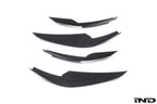 Alpha N G8X M3 M4 carbon canard set, exterior aerodynamic components, shown on white background with detailed close-up views.