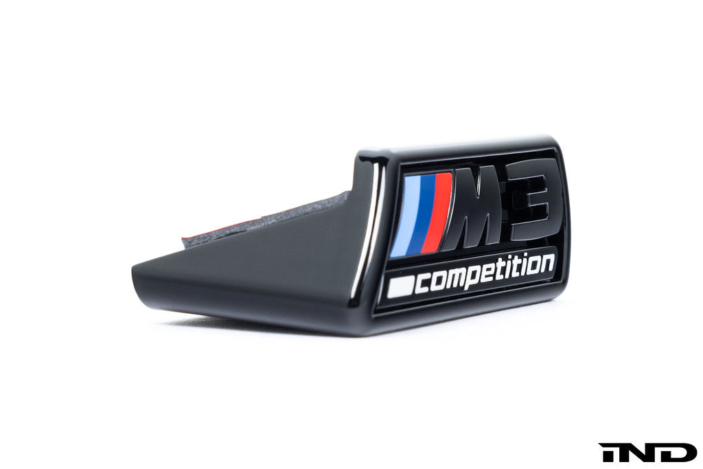 Alpha N G8X M3 M4 Competition front grille emblem retainer on white background, exterior car accessory for BMW models.