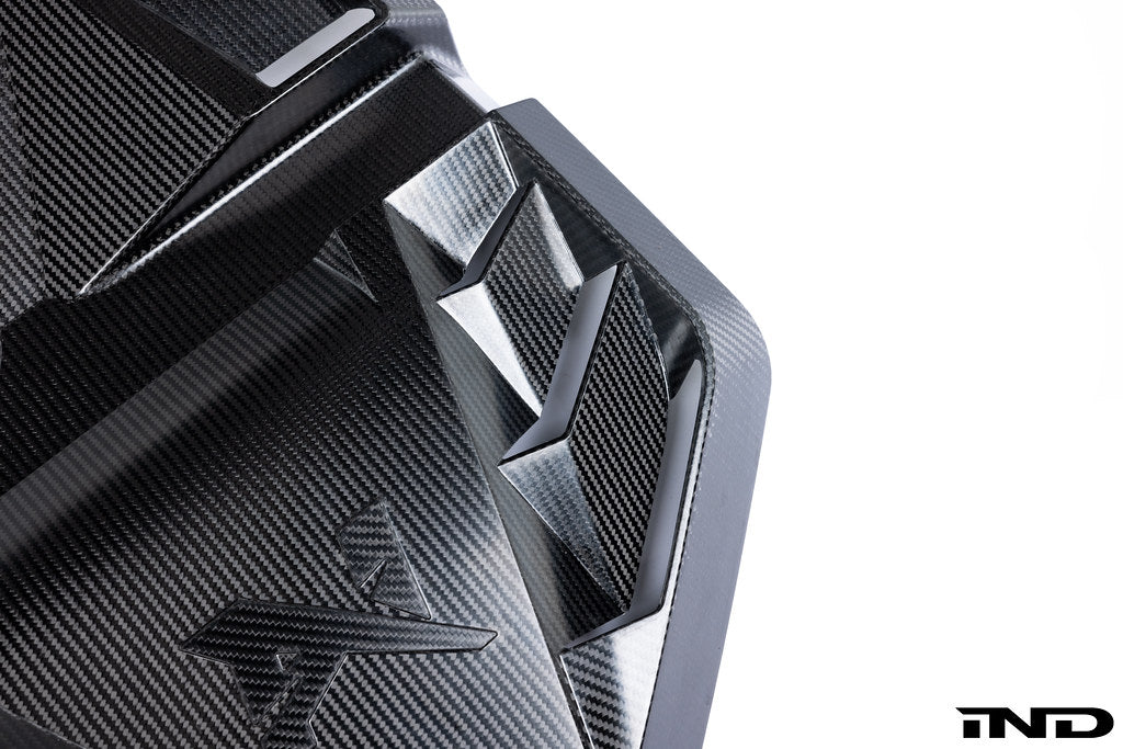 Alpha N G8X S58 carbon engine cover for M2, M3, and M4 models, shown on a white background.