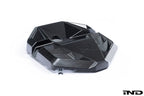 Alpha N G8X S58 carbon engine cover for M2, M3, M4 models, exterior view with white background, showcasing sleek carbon design.