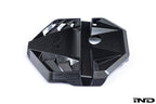 Alpha N G8X S58 carbon engine cover for M2, M3, M4 models, exterior view showing white background and sleek carbon finish.