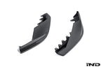 Alpha N G90 G99 M5 carbon front corner splitter set, 2-piece exterior car parts with white background, showcasing sleek design