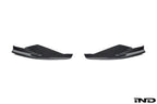 Alpha N G90 G99 M5 carbon front corner splitter set, two-piece exterior car accessories with white background.