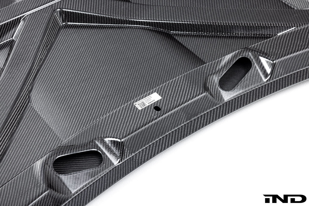 Alpha N carbon hood for Porsche 991, 718, and 981 models, exterior view showcasing lightweight carbon fiber design.