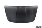 Alpha N carbon hood for Porsche 991, 718, and 981 models, exterior view showing sleek carbon fiber design and fitment details.