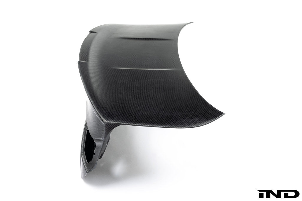 RKP Alpha-N F82 M4 carbon trunk exterior, white background showcasing sleek, lightweight carbon fiber design for BMW M4.