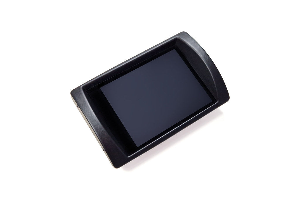 CANchecked MFD32 Gen2 3.2-inch multi-function display for the Audi 8L A3 / S3 Pre-Facelift (LHD), shown on a white background with the vehicle-specific mounting bezel and wiring harness.