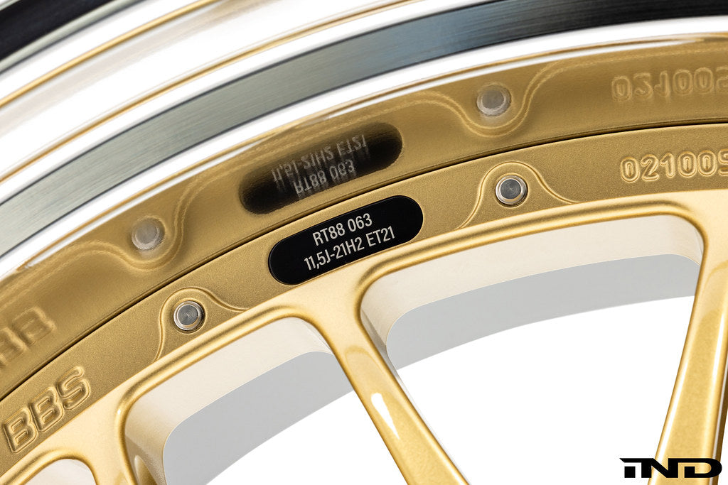 BBS G90 G99 M5 21-inch forged wheel set with a white background, showcasing the sleek design of the BBS RT-88 wheels.