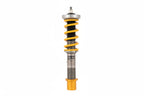 Ohlins G29 Z4 and A9X GR Supra coilover suspension for road and track use, showing adjustable shock absorbers on a vehicle.