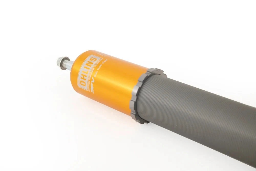Ohlins G29 Z4 / A9X GR Supra coilover suspension system for road and track, showing the adjustable shock absorber and coil spring.