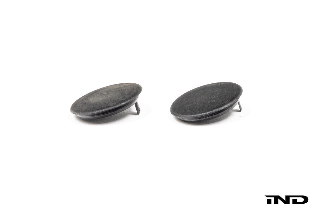 BMW E46 M3 CSL interior center console trim kit with black blind plugs, featuring 23mm diameter for a sleek, custom look.