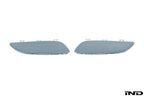 IND Painted Front Reflector Set for the BMW E90, E92, and E93 M3 in Space Gray Metallic (A52), shown on a white background using genuine BMW reflector cores and OEM paint codes.
