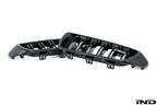 IND Carbon Fiber Front Grille Set for BMW F80 M3 and F82/F83 M4 featuring 2x2 carbon fiber surrounds with OEM BMW grille slats on a white background.