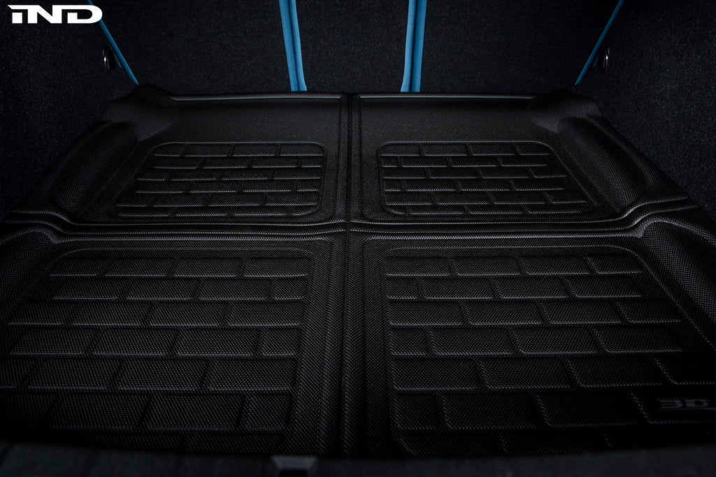 3D MAXpider G80 M3 all-weather cargo mat interior view showing textured rubber surface and raised edges for SUV cargo area.