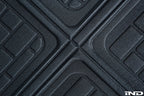 3D MAXpider G80 M3 all-weather cargo mat inside vehicle showing textured rubber surface and raised edges for cargo protection.
