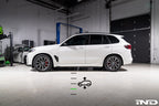 Baan Velgen G0X X5 X6 X7 Airmatic Lowering Link Set installed on an Alpine White BMW G05 X5 showing a lowered ride height and improved stance