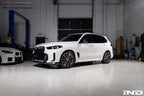 Baan Velgen G0X X5 X6 X7 Airmatic Lowering Link Set installed on an Alpine White BMW G05 X5 showing a lowered ride height and improved stance