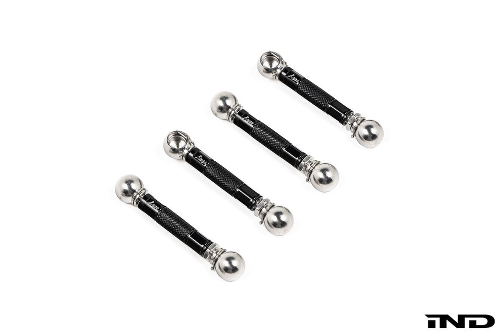 Baan Velgen G0X X5 X6 X7 Airmatic Lowering Link Set shown on a white background, engineered to adjust factory air suspension ride height on BMW G05 X5, G06 X6, and G07 X7 models while maintaining OEM functionality.