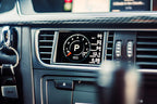 CANchecked MFD28 Gen2 multi function display installed in the air vent of an Audi B8 S4 A4 and 8T S5 A5 interior displaying vehicle data and gauges