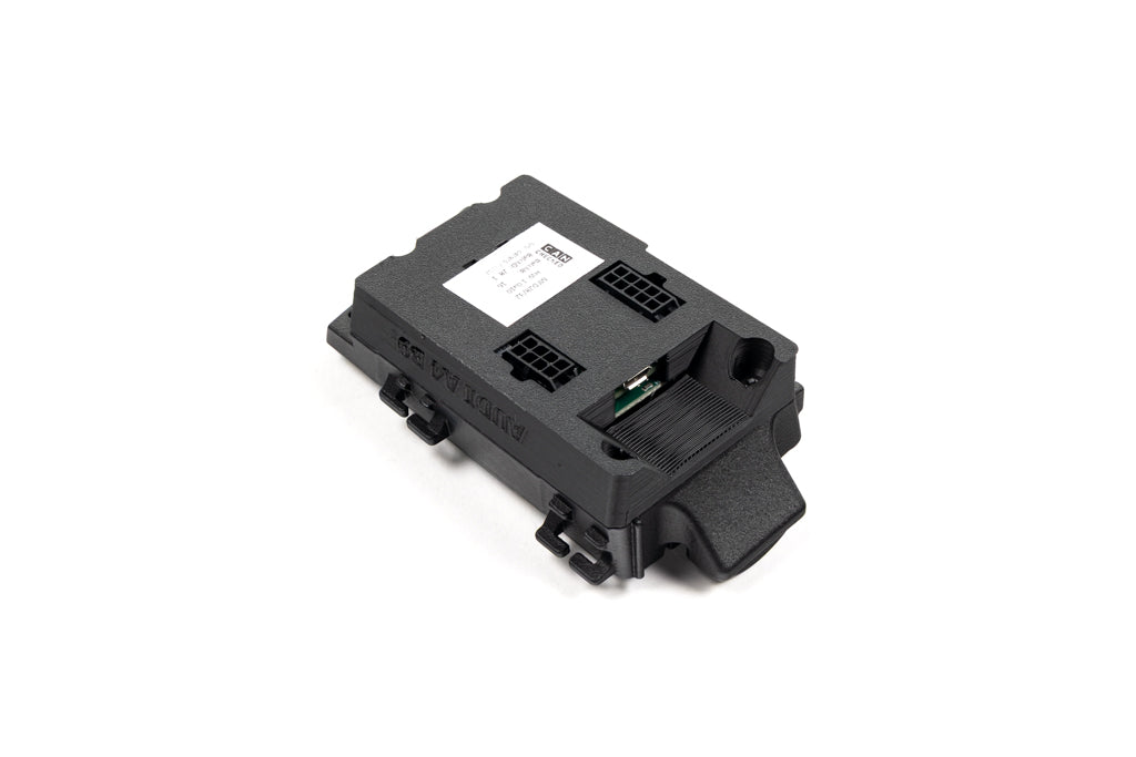 CANchecked MFD28 Gen2 2.8-inch multi-function display for Audi B9 RS4, RS5, S4, and S5 shown on a white background, featuring a vehicle-specific air vent integration, touchscreen interface, and real-time vehicle diagnostics and performance monitoring.