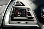 CANchecked MFD28 Multi Function Display installed in BMW F97 X3M and F98 X4M Pre-LCI showing real-time vehicle data and performance monitoring