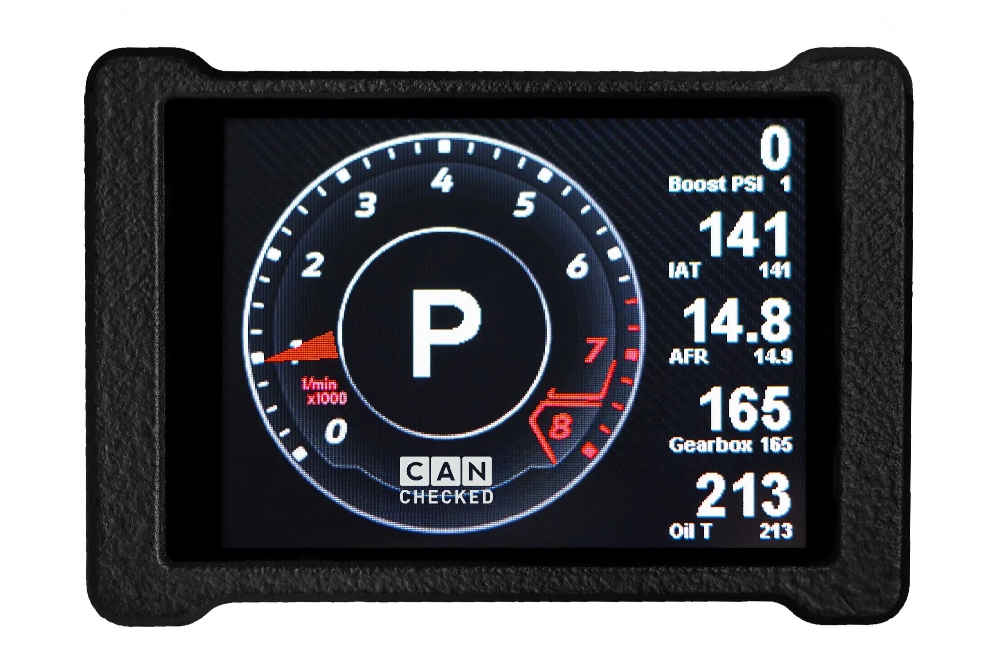 CANchecked 2.8" Gen2 multi-function display for Audi B5 S4 and A4 interior, LHD version with sleek digital screen.