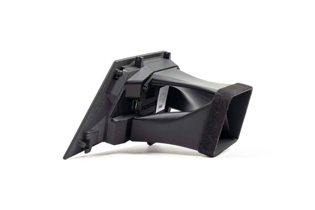 CANchecked MFD32 Gen2 Multi Function Display for Porsche 992 911 LHD shown on a white background with vehicle-specific vent integration and CAN bus monitoring functionality.