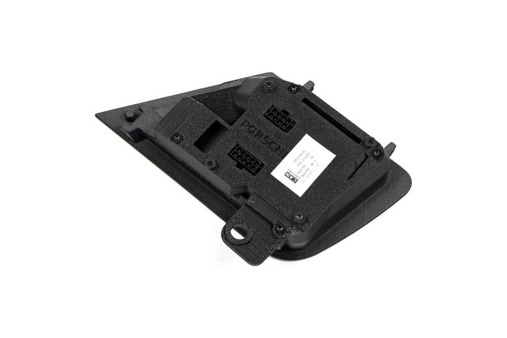 CANchecked MFD32 Gen2 Multi Function Display for Porsche 992 911 LHD shown on a white background with vehicle-specific vent integration and CAN bus monitoring functionality.