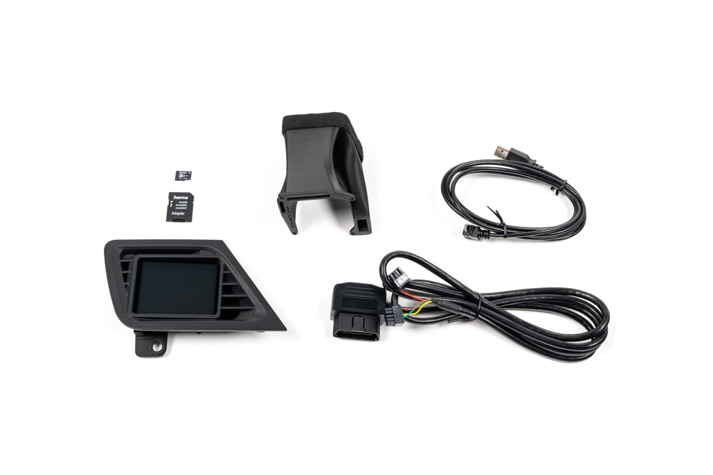 CANchecked MFD32 Gen2 Multi Function Display for Porsche 992 911 LHD shown on a white background with vehicle-specific vent integration and CAN bus monitoring functionality.