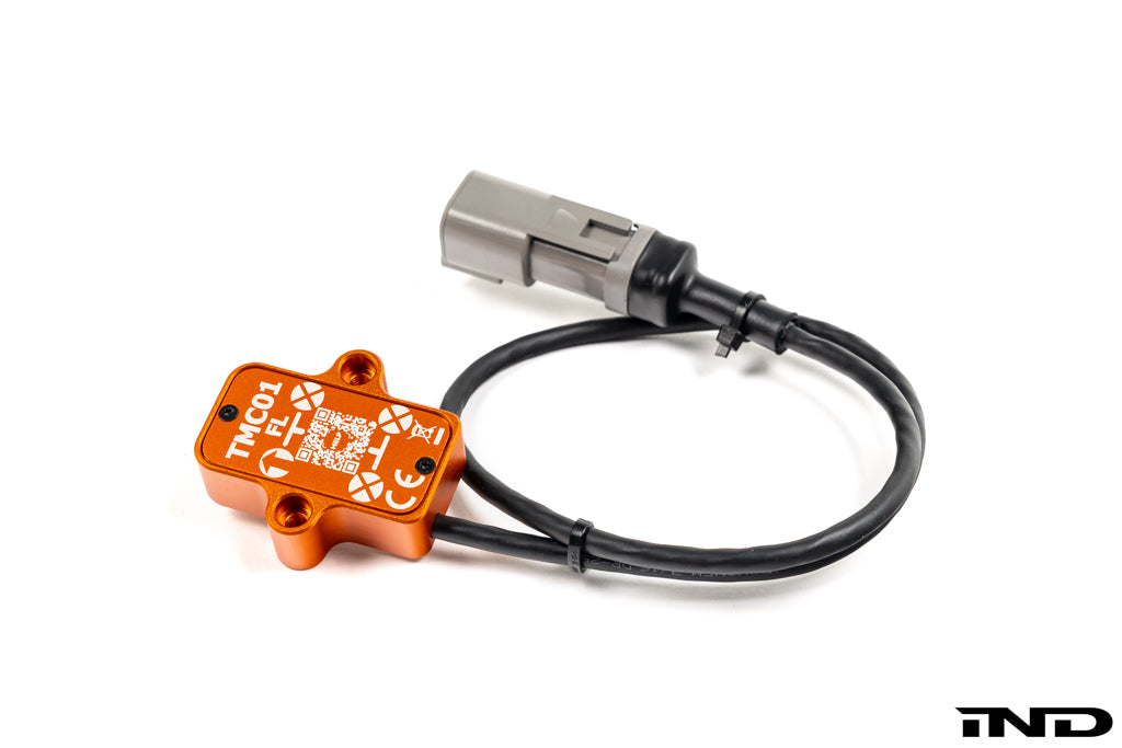 CANchecked TMC04 Tire Temperature Monitoring Set with four infrared tire temperature sensors, cables, and CAN bus connectivity displayed on a white background.