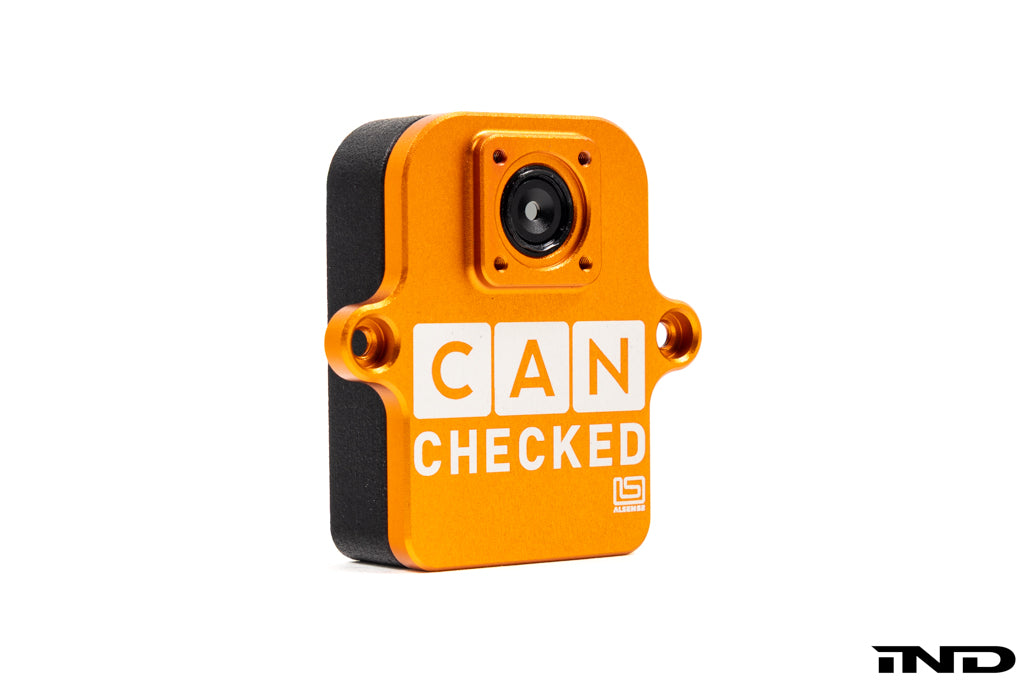 CANchecked TMU04 Wireless Tire Temperature Monitoring Set with four infrared temperature sensors and CAN bus receiver module displayed on a white background.