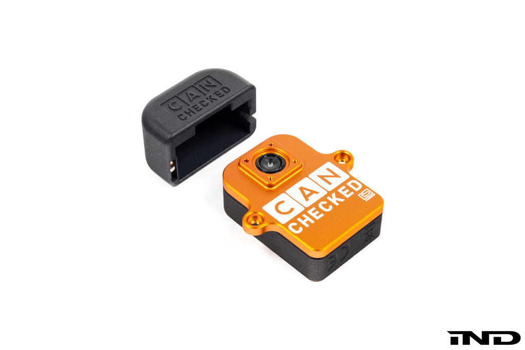 CANchecked TMU04 Wireless Tire Temperature Monitoring Set with four infrared temperature sensors and CAN bus receiver module displayed on a white background.