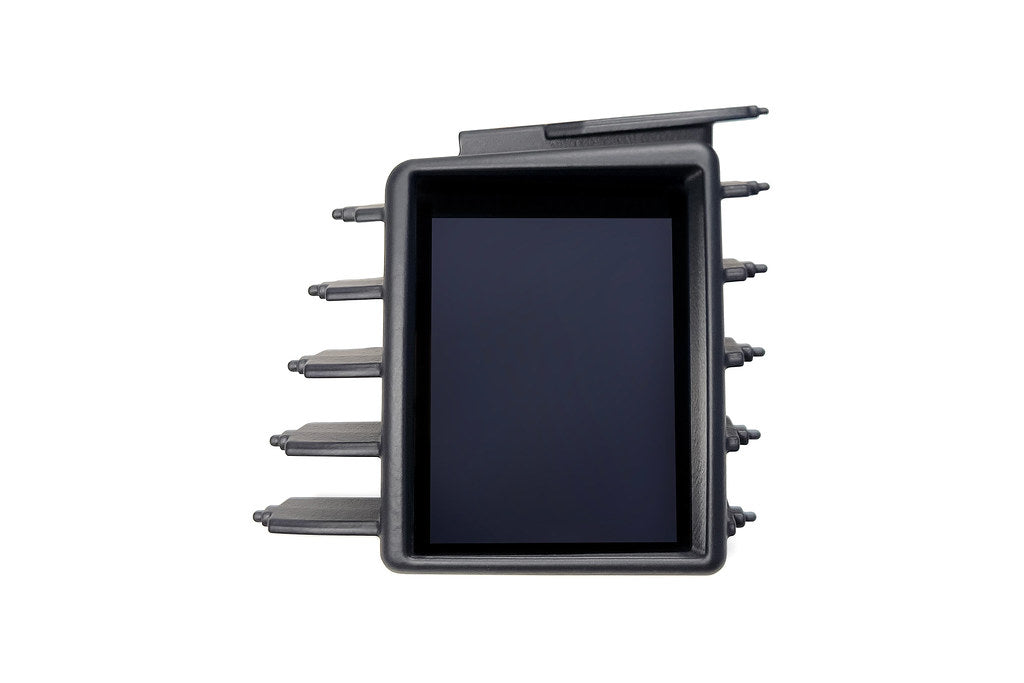 CANchecked MFD28 Gen2 2.8-inch multi-function display for Volkswagen Bus T6 (LHD) shown on a white background with OEM-style dashboard integration.