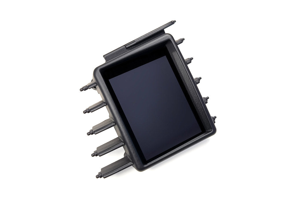 CANchecked MFD28 Gen2 2.8-inch multi-function display for Volkswagen Bus T6 (LHD) shown on a white background with OEM-style dashboard integration.