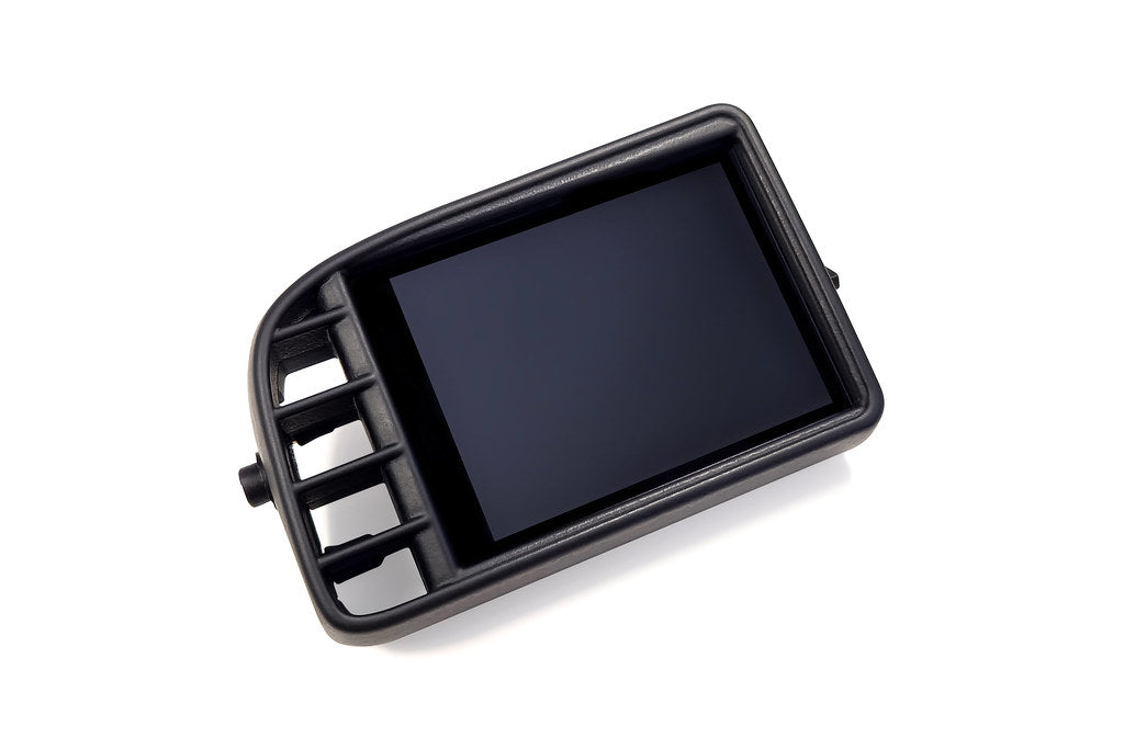 CANchecked MFD32 Gen2 3.2-inch multi-function display for Volkswagen MK5 Polo (LHD) shown on a white background with OEM-style dashboard integration.