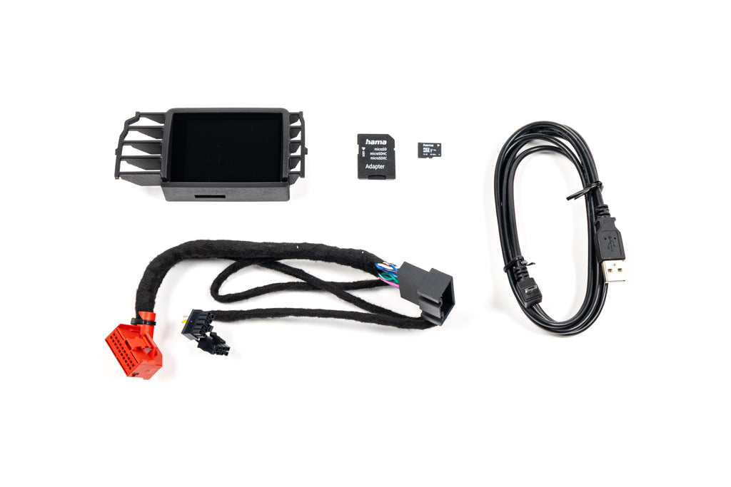 CANchecked MFD28 Gen2 2.8-inch multi-function display for Volkswagen MK6 Golf shown on a white background, featuring a vehicle-specific fitment, high-resolution display, and real-time vehicle data monitoring.