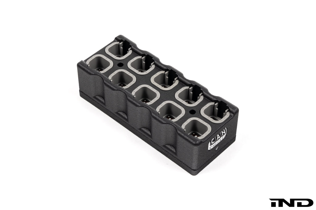 CANchecked CBD10 CAN Bus Distribution module for expanding and organizing CAN bus connections in motorsport and performance vehicle applications, shown on a white background.