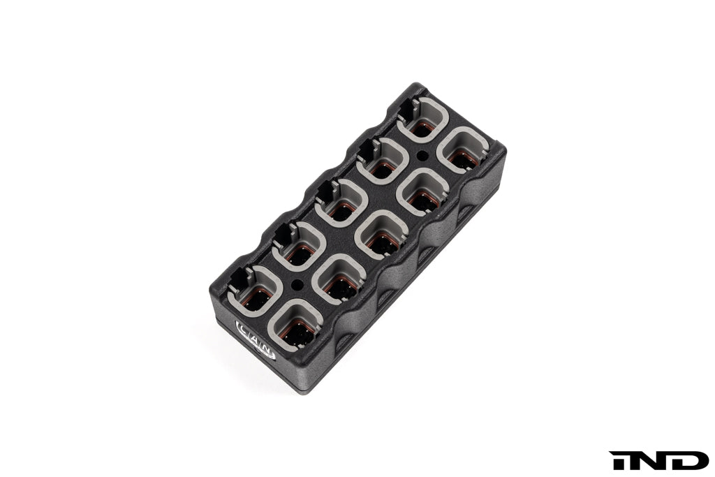 CANchecked CBD10 CAN Bus Distribution module for expanding and organizing CAN bus connections in motorsport and performance vehicle applications, shown on a white background.