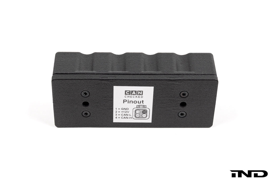 CANchecked CBD10 CAN Bus Distribution module for expanding and organizing CAN bus connections in motorsport and performance vehicle applications, shown on a white background.