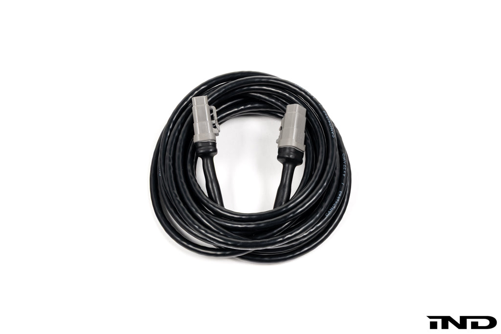 CANchecked Extension Cable DTM2DTM 3.5m with waterproof DTM connectors for CAN bus distribution modules, displays, sensors, and motorsport electronics, shown on a white background.